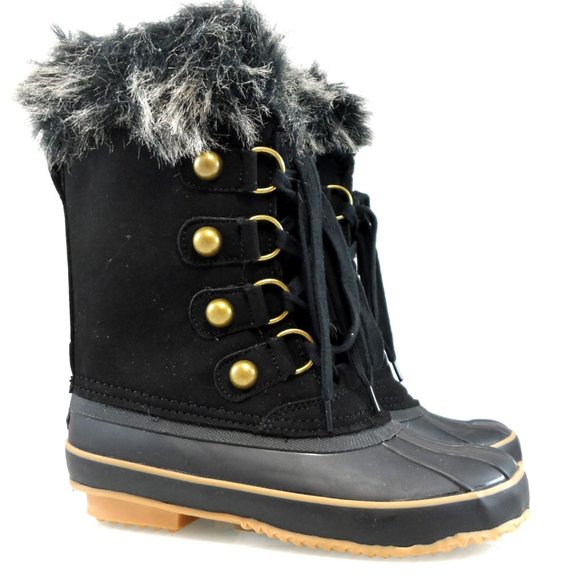 NEW Juicy Couture Waterproof Lace-Up Faux Fur Trim Duck Toe Winter Snow Boot 6 - Picture 4 of 11